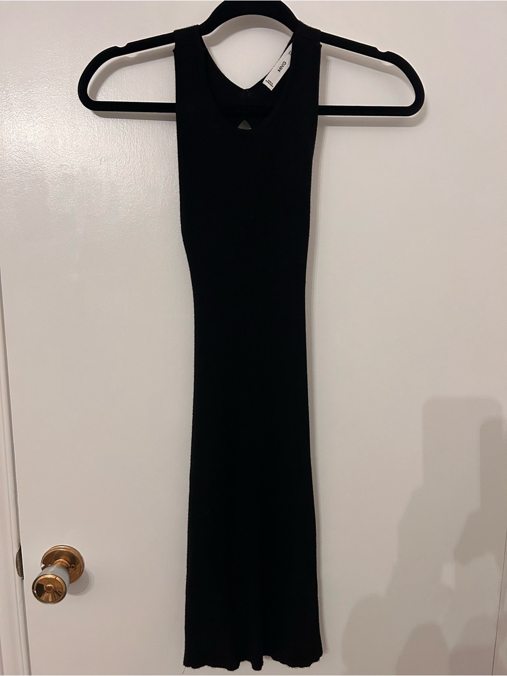 Mango Black Ribbed Midi Dress